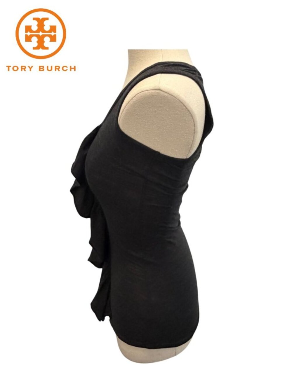 Tory Burch Black Ruffle Sleeveless Knit Top Women's XS - Picture 5 of 8